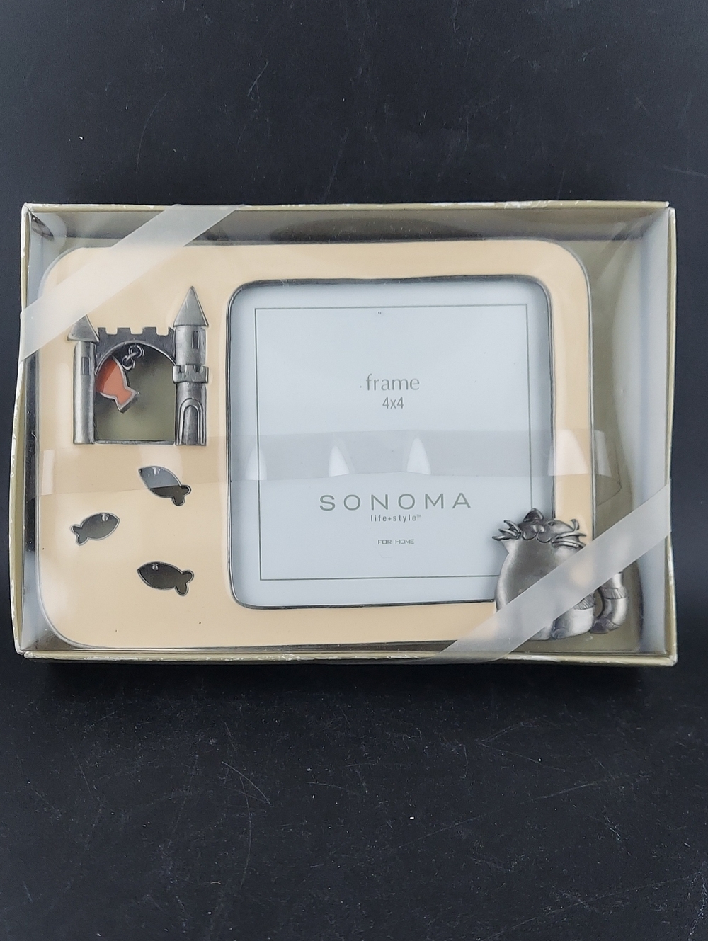 Sonoma Cat, Fish Photo Frame with Silver Accents
